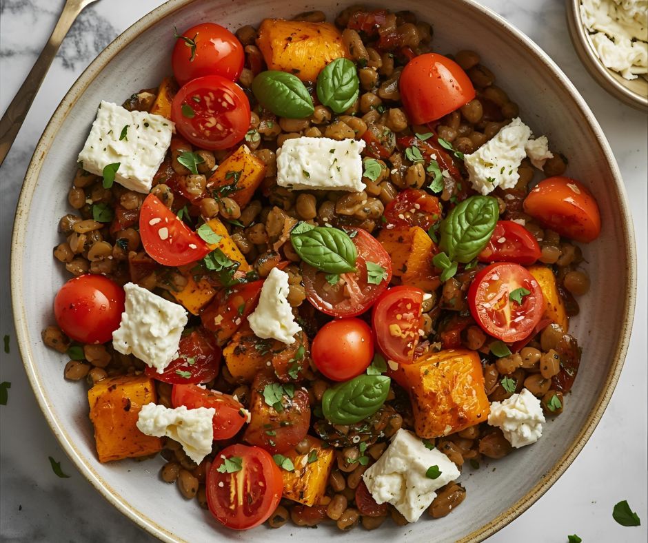 Pečená dýně s čočkovým salátem