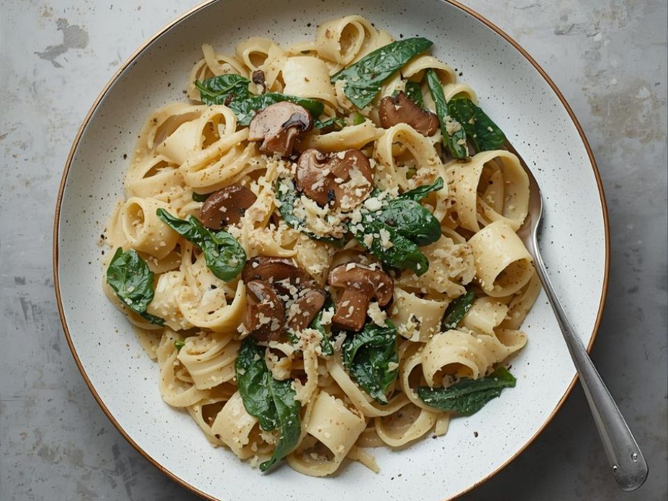 Těstoviny s houbami a ricottou