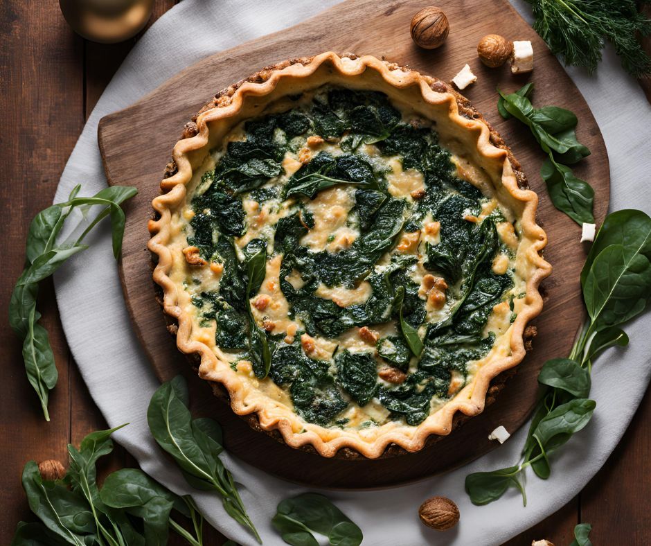 Celozrnné quiche s kozím sýrem a špenátem